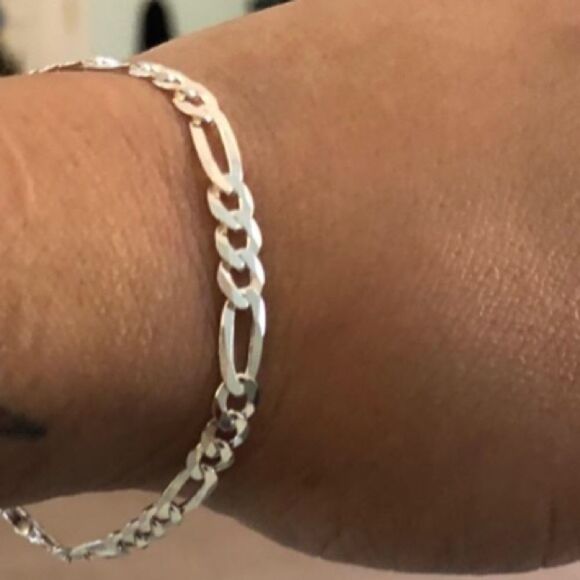 Men’s Solid 925 Sterling Figaro Chain Bracelet